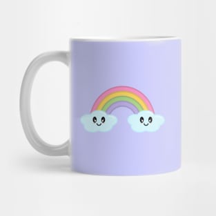 Kawaii Cute Happy Rainbow and Clouds in Purple Mug